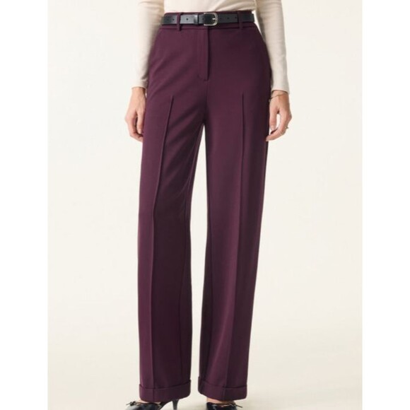 OGL Dark Green Ponte-De-Roma Stretch High Rise Straight Leg Pintuck Trousers M - Picture 5 of 11